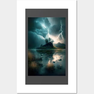 Thunder and Lightning Landscape Tee Posters and Art